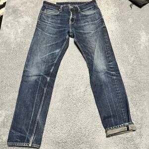 Freenote Cloth Jeans Mens 34 x32 Selvage Portola Taper Fit Ridged Blue Denim